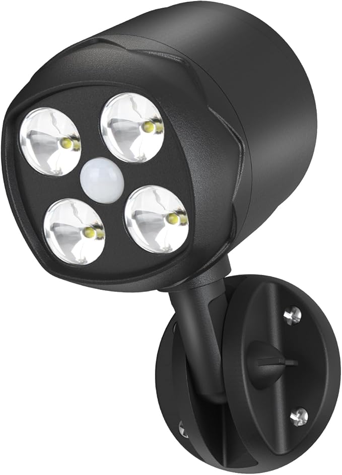 Motion Sensor Outdoor Lights, Battery Motion Sensor Light Outdoor, 6000K LED Spotlight Outdoor, 8W 600 LM Security Lights for Outside Garage and Yard, 1 Pack