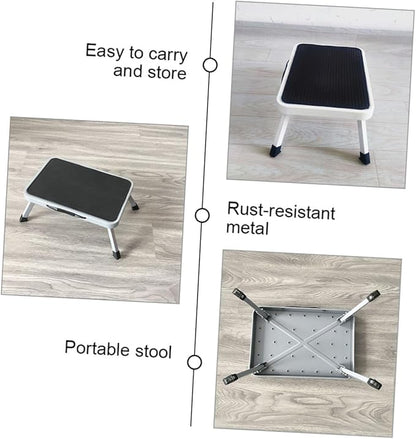 PRETYZOOM Step Stool Thick Platform Metal Folding Ladder Stool for Household Use Sturdy Stepping Stool for Adults