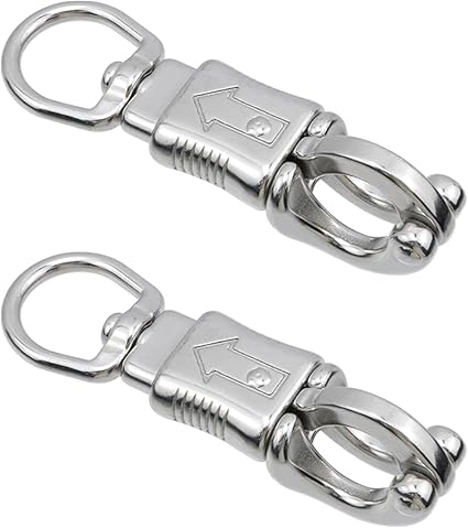 2PCS Silver Round Eye Quick Snap Stainless Steel Spring Round Eye Panic Snap Quick Release Panic Snap