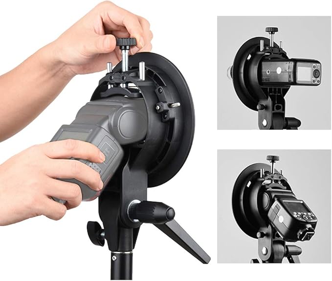 Godox S-Type Bracket Bowens S Mount Holder for Speedlite Flash Snoot Softbox Honeycomb with USB Light