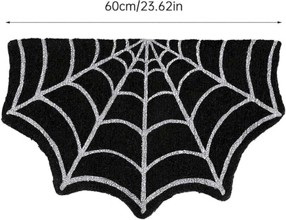 Spider Web Indoor Halloween Rug Black Kitchen Rugs Goth Bath Mat Spooky Non Slip Doormats Fall Thanksgiving Rugs for Indoor Outdoor Entrance (Black)