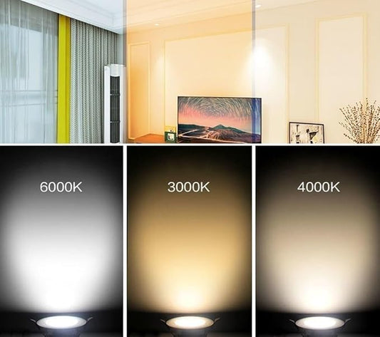 3W/5W/7W/9W/12W/15W/18W Downlight with Junction Box - 3000K/4000K/6000K Selectable Daylight, Recessed Ceiling Light for Home, Living Room, Bedroom, and Kitchen(Black(12W),3000K Warm Light)