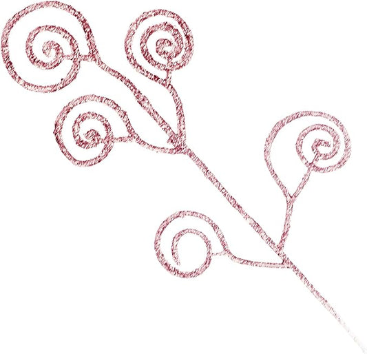 24 Pieces Glitter Christmas Picks Ornaments 10 Inches Decorative Sticks Candy Picks Curly Sprays Twigs for Christmas Tree Branches Vase Fillers Crafts Wreath Garland Party Wedding Holiday (24, Pink)