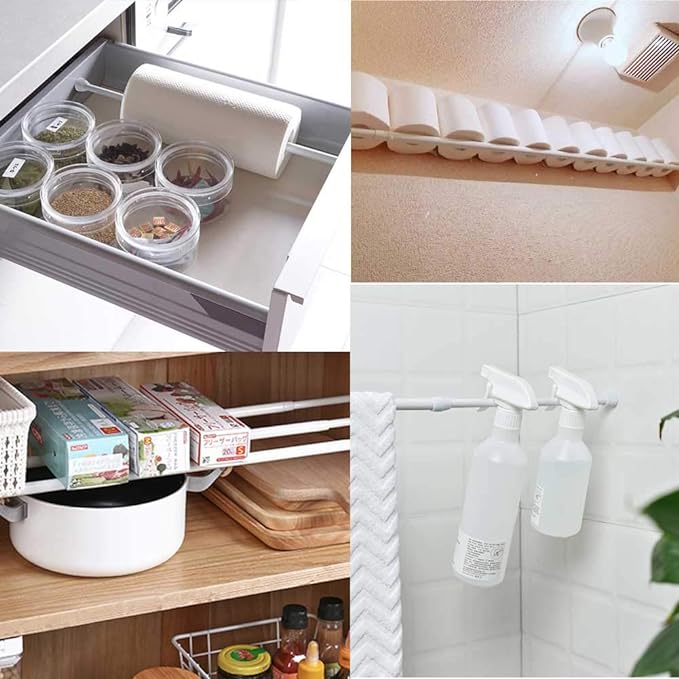 AIJIEGUANG Spring Tension Curtain Rods 28-43in Spring Load Adjustable Expandables Heavy Duty Steel Small Short Tension Curtain Rod for Windows,Kitchen,Doorway,Bathroom,Cupboard Bars