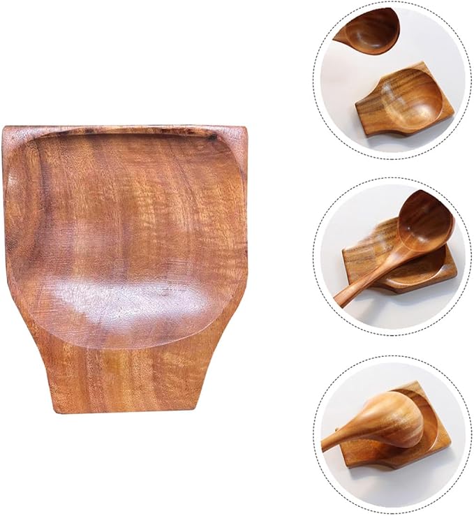 Ipetboom Wood Spoon Holder Premium Smooth Wooden Spoon Rest for Kitchen Countertop Utensil Stand Practical Cooking Accessory for Home Restaurants and Dining