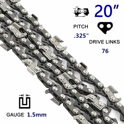 20-Inch Saw Chain .325" Pitch .058" Gauge 76 Drive Links For Husqvarna Stihl Poulan Craftsman Steele Origen Caton Chainsaws, Replaces Blue Max Models 53543 8901 8902 52209