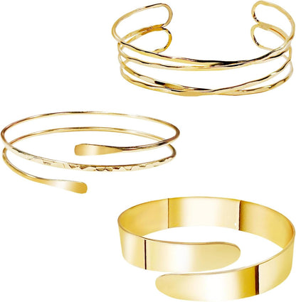 Gold Arm Cuff Jewelry Bracelets for Women Upper Arm Cuffs Bangle Set 3 PCS Set Armlet Band Armlet Gift Accessories