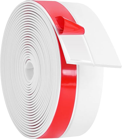ToLanbbt Weather Stripping Silicone Door Seal Strip 2 in x 20 ft Door Draft Stopper Self Adhesive Door Draft Tape, Side  Bottom Gaps Insulation Strip for Glass Shower Door Sliding Door Window, White