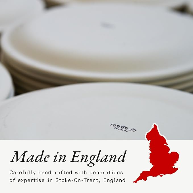 Made In Cookware - Set of 4 - Entree Bowls - White With Navy Rim - Porcelain - Crafted in England