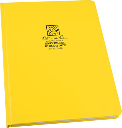 Rite in the Rain Weatherproof Hard Cover Notebook, 8.75" x 11.25", Yellow Cover, Universal Pattern (No. 370F-MX)
