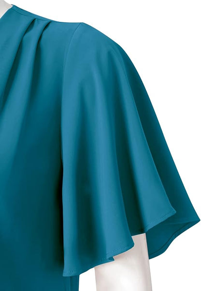 Timeson Women's V Neck Chiffon Blouse Ruffle Sleeve Ladies Work Shirts