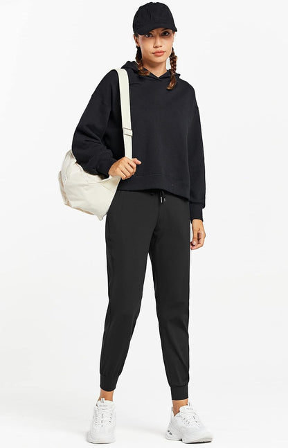 Stretchy, skin-friendly joggers for workouts, lounging, or everyday wear with deep pockets and a tapered fit.