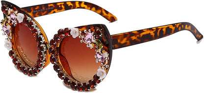 willochra Cat Eye Diamond Sunglasses Women cute Colorful Rhinestones Sunglasses Retro Party Eyewear Shades