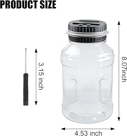 QPEY Coin Counter Piggy Bank, Coin Jar for Adults, Digital Counting Money Jar, 1.8L Capacity Coin Counter Machine with LCD Counter, Change Jars for Saving (Silver)