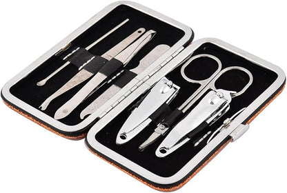 Qtqgoitem Powder Detail Case Manicure Nail Clipper Cuticle Grooming Kit Set 7 in 1 Orange (model: 77f 002 56c 735 42d)