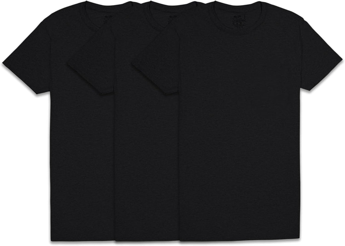 Fruit of The Loom Men's Crew Tee Undershirts, Moisture Wicking & Tag Free, Big & Tall (3XL) Black