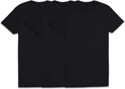 Fruit of The Loom Men's Crew Tee Undershirts, Moisture Wicking & Tag Free, Big & Tall (3XL) Black