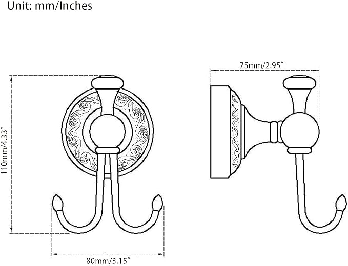 Leyden Oil Rubbed Bronze Towel Hooks, Antique Robe Hooks Brass Coat Double Clothes Hanger for Bathroom