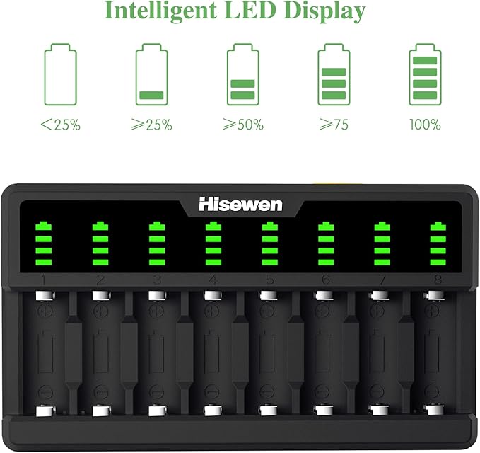 Arlo Battery Charger for CR123A Rechargeable Battery, 8 Bays CR123a Battery Charger Compatible with Arlo Wireless Cameras VMC3030 VMK3200 VMS3330 3430 3530 and Flashlight (Not Included Batteries)