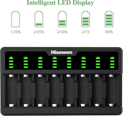 Arlo Battery Charger for CR123A Rechargeable Battery, 8 Bays CR123a Battery Charger Compatible with Arlo Wireless Cameras VMC3030 VMK3200 VMS3330 3430 3530 and Flashlight (Not Included Batteries)