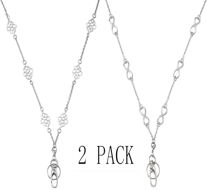 2 Pack Women's Fashion Lanyard Necklace Chain Lanyard Super Strong for Keys Badge Holder (06)