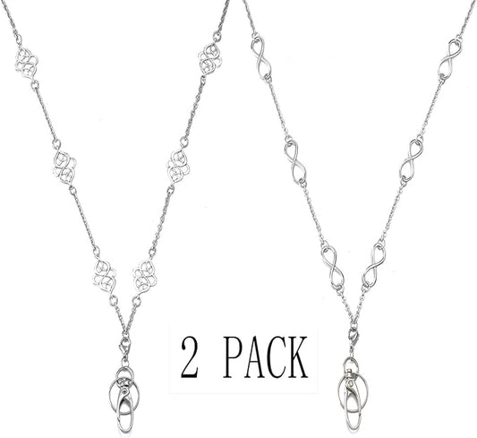 2 Pack Women's Fashion Lanyard Necklace Chain Lanyard Super Strong for Keys Badge Holder (06)