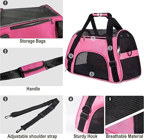 Pet Carrying Bag 1Pcs Dog Carrier Backpack Cat Transport Bag Pet Carrying Box Breathable Pets Handbag Airline Approved Backpack Black
