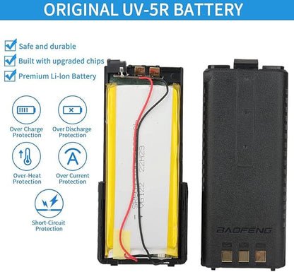 BL-5 3800mAh Extended Battery Walkie Talkie UV-5R BF-8HP UV-5RX3 RD-5R UV-5RTP UV-5R MK2 MK3X MK5 Plus Series Two Way Radios (UV-5R 3800USB Charging Cable)
