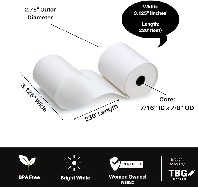 3 18 x 230' Thermal Paper Rolls - BPA FREE  MADE IN USA - Receipt paper rolls  Point of Sale Cash Register - Thermal printer paper - Credit Card Paper - for POS systems (1 Case - 30 Rolls)