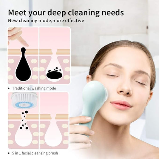 Facial Cleansing Brush Head Replacement, Facial Cleansing Brush Head, Exfoliator Facial Brush Heads, for Acne Prone, Clogged and Enlarged Pores Sensitive Skins (Luxe Cashmere4Pack)