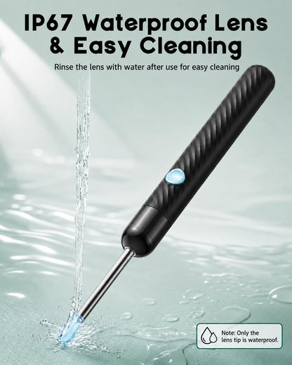 LEIPUT Ear Wax Removal - Earwax Remover Tool with 8 Pcs Ear Set - Ear Canal Cleaner with 1080P Camera - FSA HSA Eligible - Ear Cleaning Kit with 6 Ear Spoon - Ear Camera for iOS & Android (Black)