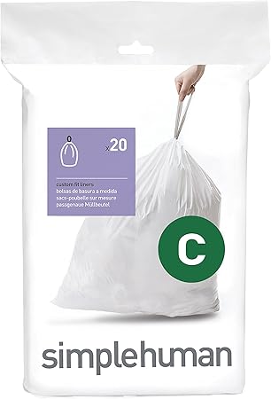simplehuman Trash Can Liner C, 10-12 Liters2.6-3.2 Gallons, 20-Count Bags (Pack of 3)