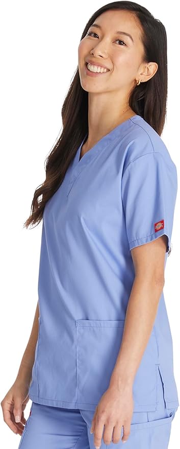 Dickies EDS Signature Scrubs for Women, V-Neck Womens Tops in Soft Brushed Poplin 86706