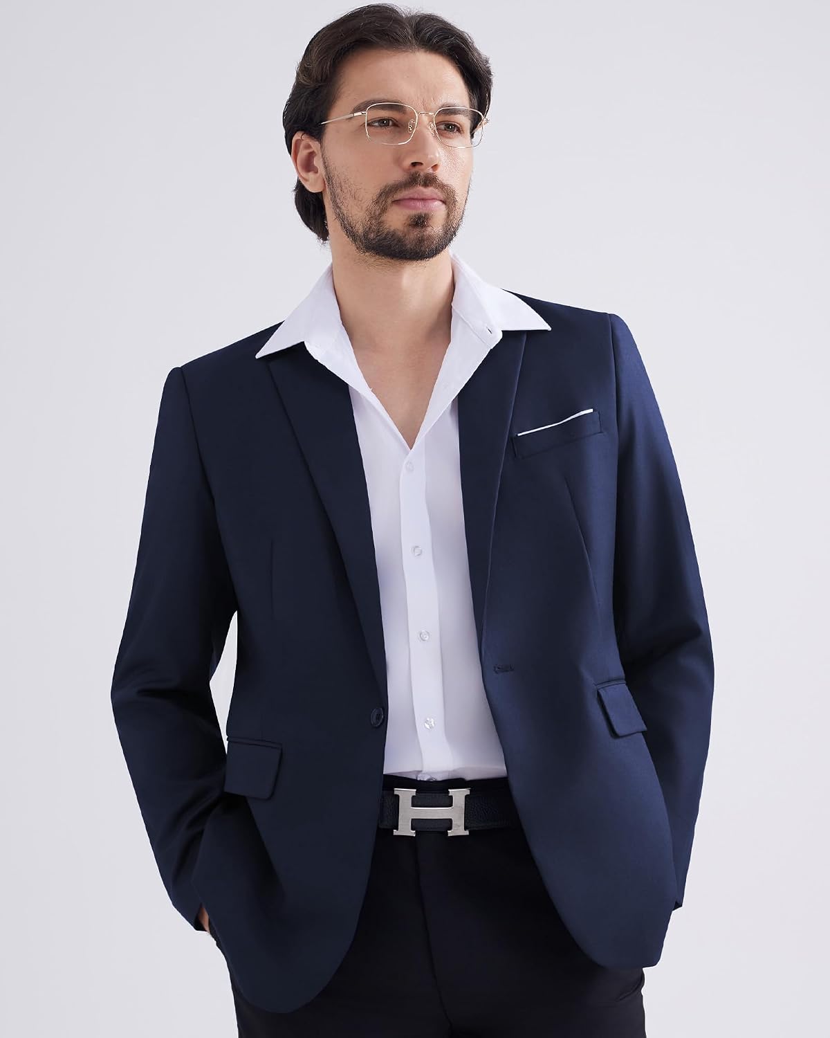 Men's One Button Blazer Casual Solid Color Suit Jacket Slim Fit Lightweight Sport Coats Blazers