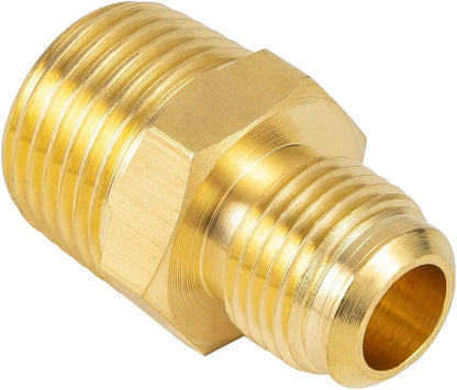 2 PCS Brass Tube Fitting, Half Union Gas Adapter 3/8" Flare x 1/2" NPT Male Pipe Connector