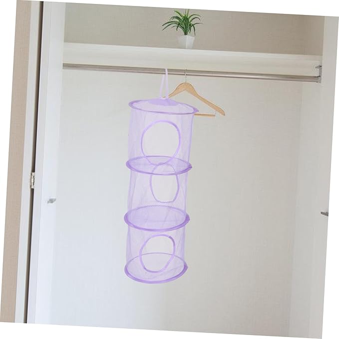 Healifty Mesh Hanging Storage Bag 3 Layer Storage Organizer Clothes Organizer Bag for Laundry Toys Shoes Wall-Mounted Basket