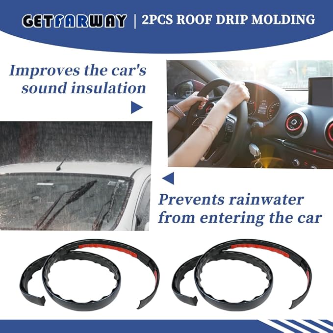 2pcs Roof Drip Molding 75551-04063 75561-02020 75552-04061 Compatible with Toyota Tacoma Double CAB 2005-2015