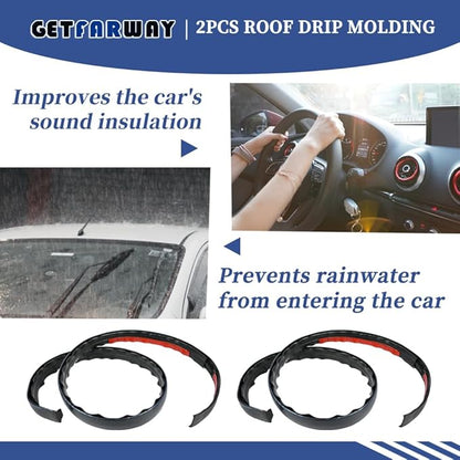 2pcs Roof Drip Molding 75551-04063 75561-02020 75552-04061 Compatible with Toyota Tacoma Double CAB 2005-2015