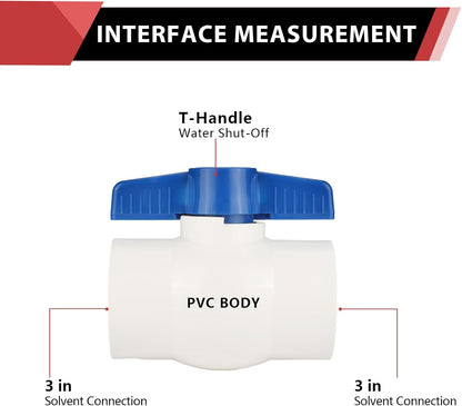 (Pack of 1) EFIELD 2 Inch PVC Ball Valve (Solvent), Schedule 40, Slip PVC Ball Valve for Residential, Commercial, Agricultural and Light IndustrialAapplications,(PVC006)