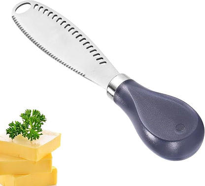 LemonBest Butter Knife - 3-in-1 Stainless Steel Butter Spreader Knife Slicer with Wooden Handle Butter Cutter Butter Grater Kitchen Gadgets for Spreads Butter Cheese and Condiments