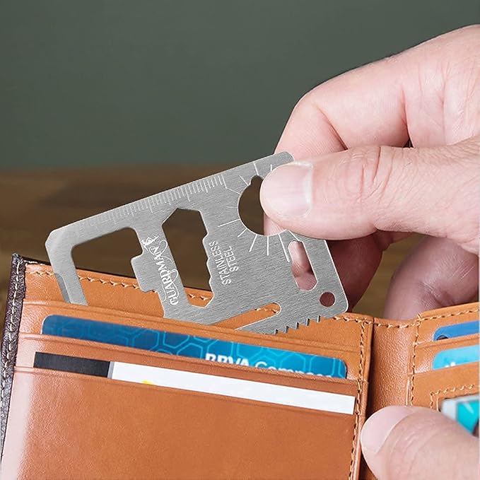 GUARDMAN 11-in-1 Survival Credit Card Multitool  Fathers Day Stocking Stuffer Christmas Gift - Multipurpose Tactical Wallet Tool With Bottle Opener, Survival Knife For Men Birthday Dad