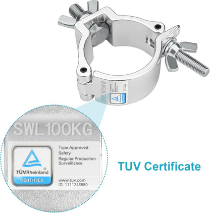 GBGS 20 Pack 2"Truss Clamp,DJ Stage Lighting Clamps, TUV Certified, Max Load 220lbs,Silver F34 O Clamps