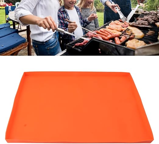Grill Mat, Robust Silicone Grill Cover, Protects Your Grill Plate from Rodents, Dirt, Grill Mat That Can Be Used All Year Round, Grill Mat, Grill Mat (22in Orange)
