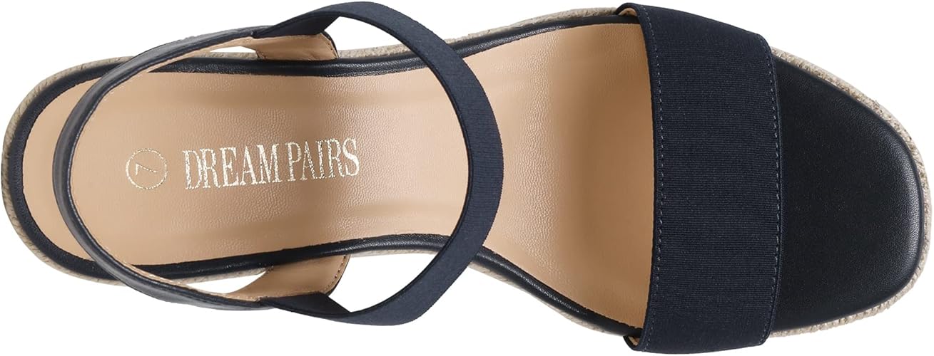 DREAM PAIRS Womens Open Toe Espadrilles Dressy Platform Sandals Slip on Elastic Ankle Strap Wedges Sandals