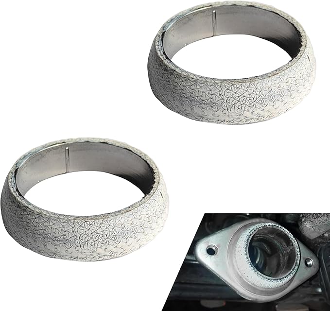 2PCS Exhaust Manifold Gasket, 2.5inch Sealed Exhaust Manifold Gasket, Prevent Leaking Between Exhaust Pipe and Exhaust Manifold, Universal Replacement Donut Gasket