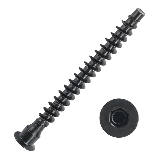 M7 x 40mm Confirmat Screws Black 20 PCs, Hex Socket Drive Countersunk Furniture Connecting Self-Tapping Screw Set Carbon Steel Zinc Plated
