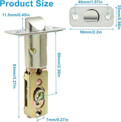Tubular Mortice Latch, Passage Door Latch, Adjustable Square Latch Size 6070mm, Replacement Entry Latch for Lever Door Handles, Internal Door Handles