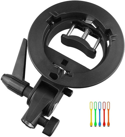 Godox S-Type Bracket Bowens S Mount Holder for Speedlite Flash Snoot Softbox Honeycomb with USB Light