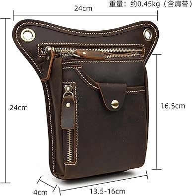 Mens Genuine Leather Outdoor Sporting Hicking Waist Hip Pack Messenger Shoulder Drop Leg Thigh Bag Pouches