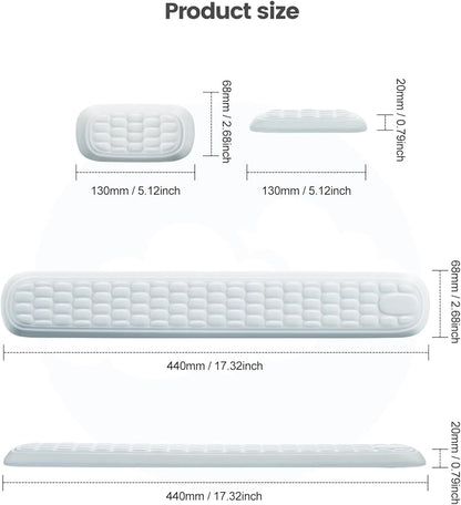 Memory foam gel wrist rest set for keyboard and mouse, ergonomic wrist support, for office, games, computer, laptop, Mac, gray color